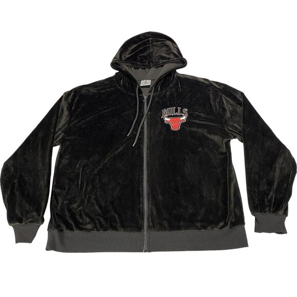 Chicago Bulls Jacket Mens XL Black NBA Basketball Sports Hooded Full Zipper - Picture 11 of 15